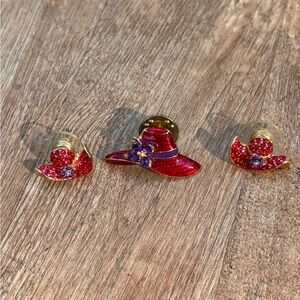 Red and Purple Jewelry Set with Glossy Finish -Red hat society